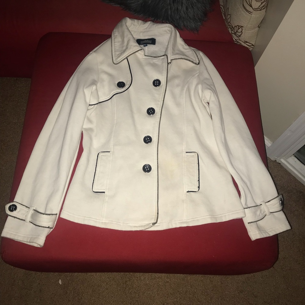 XL White pea coat NEVER WORN!